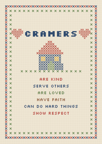 Cross-stitch sampler wallet card
